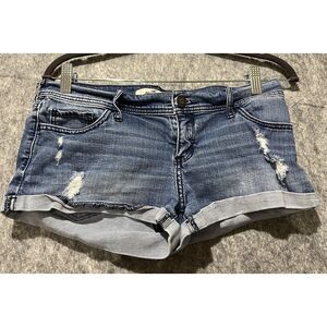 Hollister Distressed Short Shorts Denim Jeans Juniors Womens 7 Waist‎ 28…